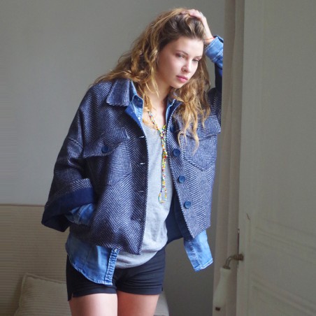 Blouson chevron bleu