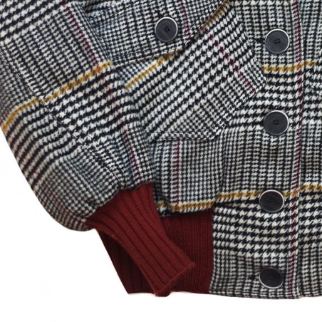 Blouson carreaux Prince de Galles avec bord côte