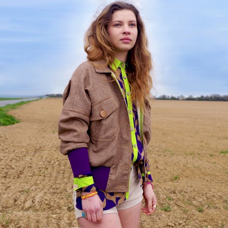 Blouson en laine estivale chiné beige
