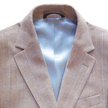Veste oversize beige à carreaux ciel