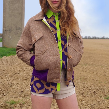 Blouson en laine estivale chiné beige
