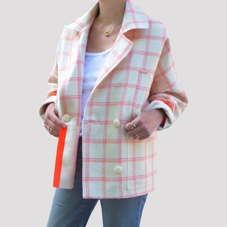 Caban carreaux rose