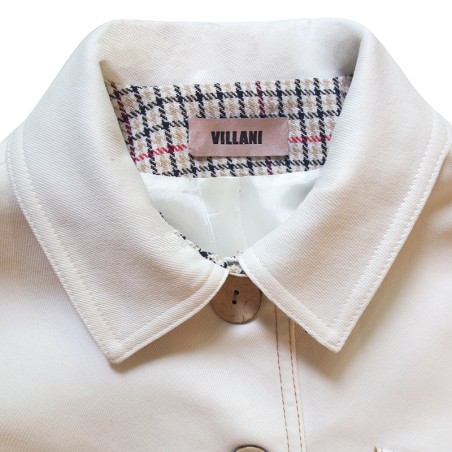 Blouson blanc bord côte violet