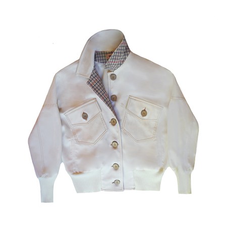 Blouson blanc bord côte blanc