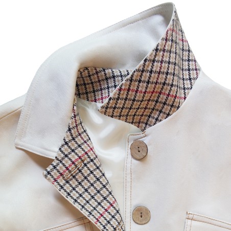 Blouson blanc bord côte blanc