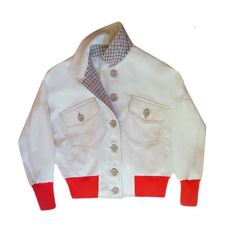 Blouson blanc bord côte orange