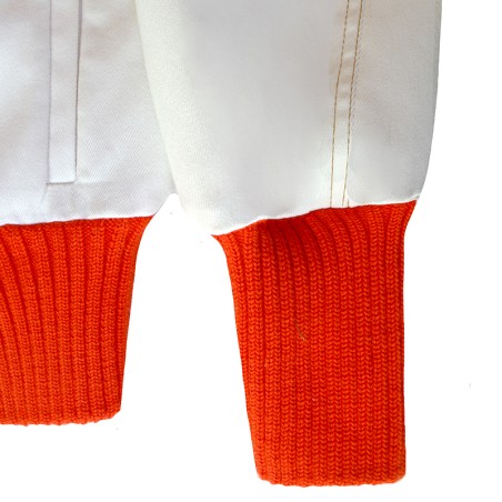 Blouson blanc bord côte orange