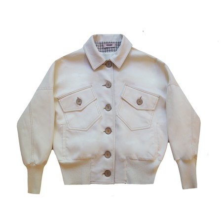Blouson blanc bord côte blanc