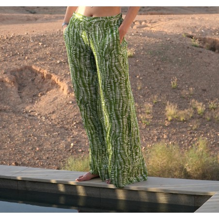 Pantalon flou imprimé vert