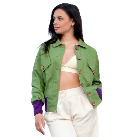 Blouson en coton vert