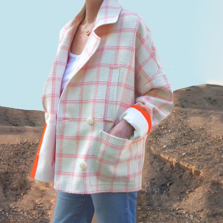 Caban carreaux rose