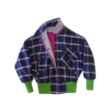 Blouson marine à carreaux