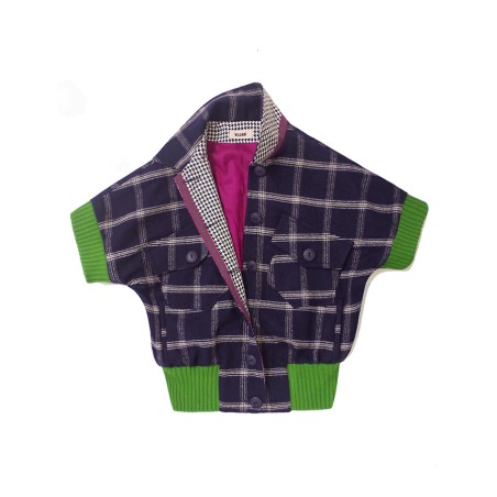 Blouson marine à carreaux sans manches