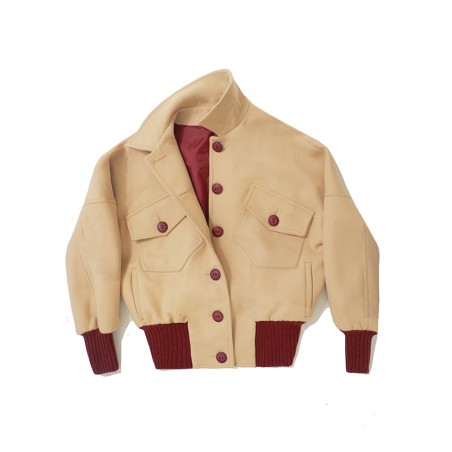 Blouson uni beige manches longues