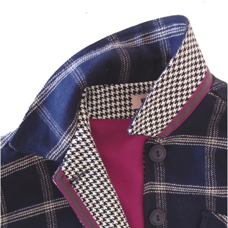 Blouson marine à carreaux sans manches