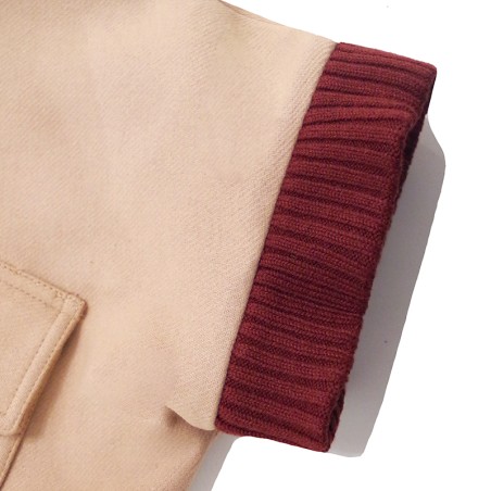 Blouson en laine uni beige sans manches