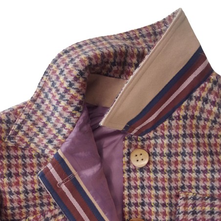 Blouson beige et pied de poule