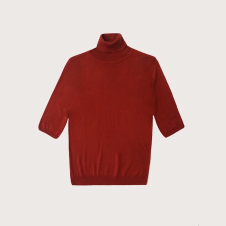Pull col roulé manches 3/4 terre brûlée