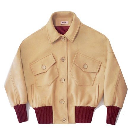Blouson uni beige manches longues