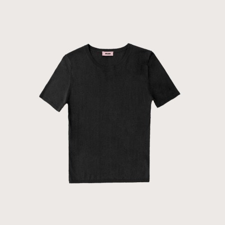 Pull col rond manches courtes noir