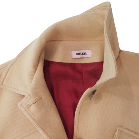 Blouson en laine uni beige sans manches