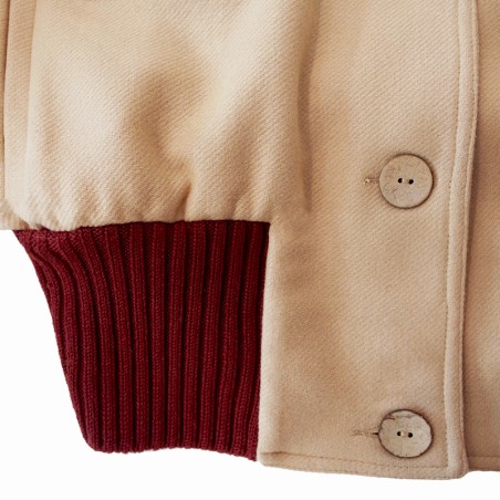 Blouson en laine uni beige sans manches