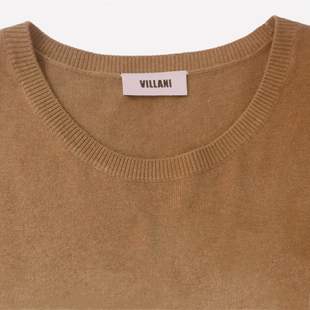 Pull col rond manches courtes camel
