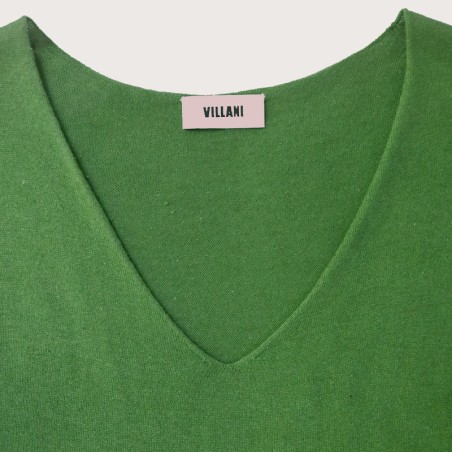 Pull col V manches longues vert