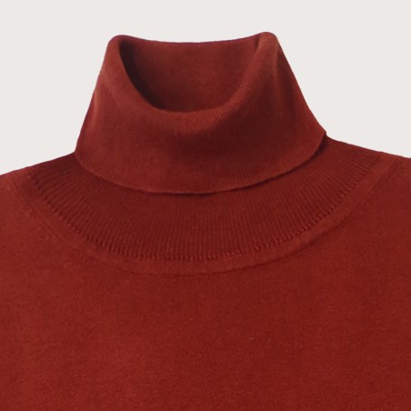 Pull col roulé manches 3/4 terre brûlée