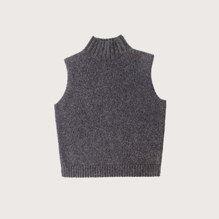 Débardeur col cheminée chiné gris