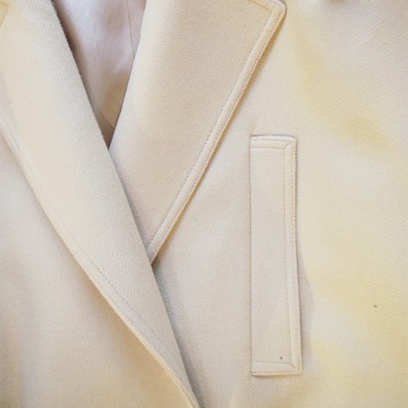 Manteau en laine beige avec col fourrure beige