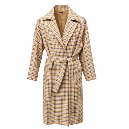 Manteau prince de galles beige et jaune