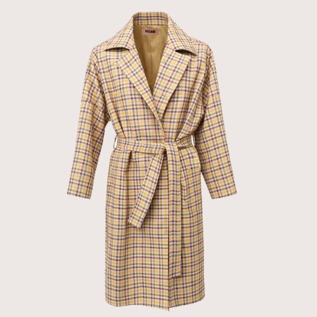 Manteau prince de galles beige et jaune