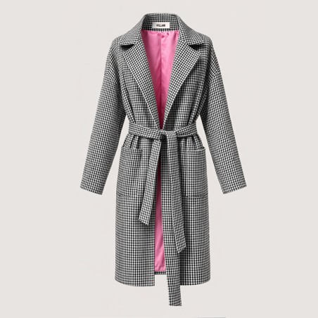 Manteau pied de poule noir et blanc