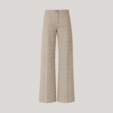 Pantalon à carreaux prince de galles beige et bleu ciel