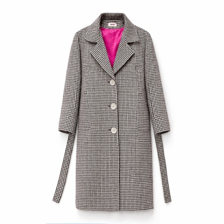 Manteau pied de poule noir et blanc