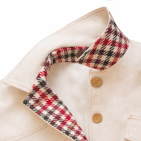 Blouson crème avec bord côte orange