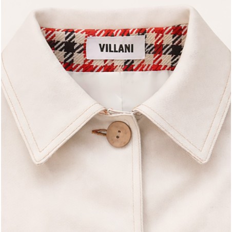 Blouson crème avec bord côte orange