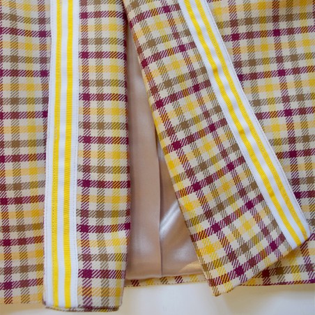 Manteau prince de galles beige et jaune