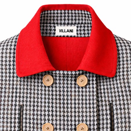 Veste sans manches pied de poule et rouge