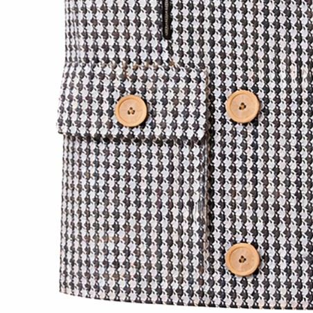 Veste sans manches pied de poule et rouge