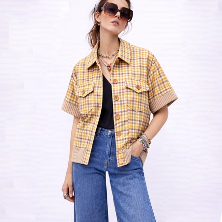 Blouson carreaux jaune