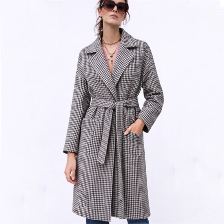 Manteau pied de poule noir et blanc