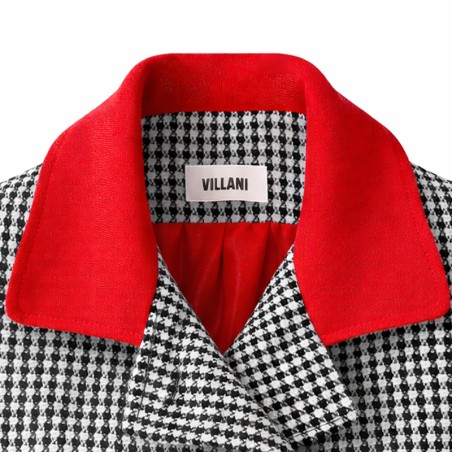 Veste sans manches pied de poule et rouge