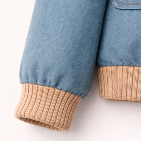 Blouson en jeans avec bord côte beige