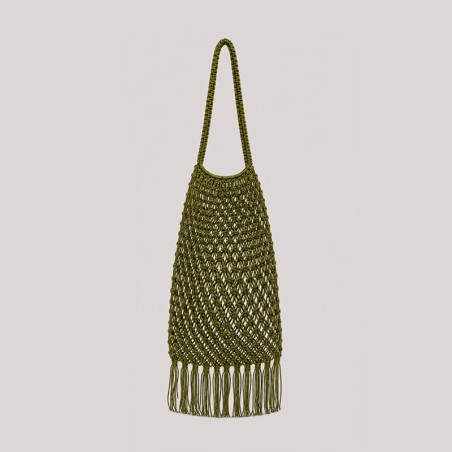 Sac filet vert avec franges