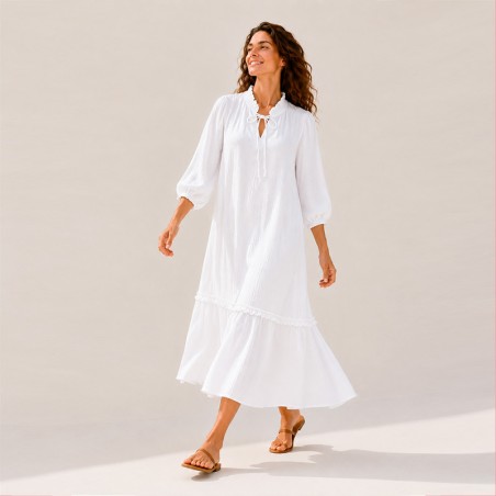 Robe en gaze de coton blanc