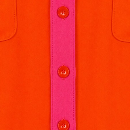 Chemisier fluide manches bouffantes orange et fuchsia