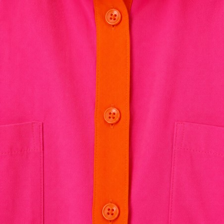 Chemisier fluide avec manches bouffantes fuchsia et orange