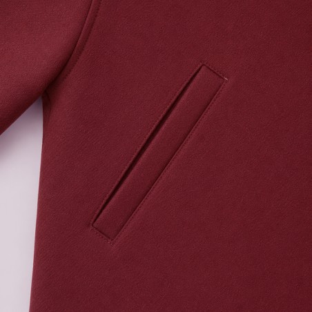 Blouson en pure laine grenat épaule oversize